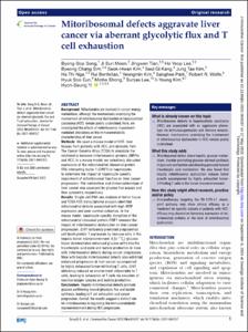 Mitoribosomal defects aggravate liver cancer via aberrant glycolytic flux and T cell exhaustion