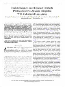 High Efficiency Interdigitated Terahertz Photoconductive Antenna Integrated With Cylindrical Lens Array