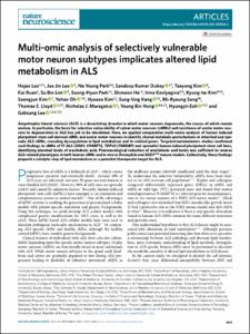 Multi-omic analysis of selectively vulnerable motor neuron subtypes implicates altered lipid metabolism in ALS