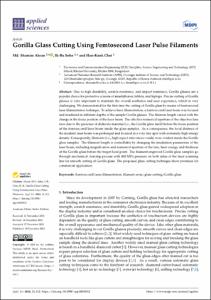 Gorilla Glass Cutting Using Femtosecond Laser Pulse Filaments