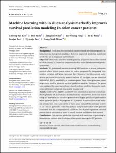 Machine learning with in silico analysis markedly improves survival prediction modeling in colon cancer patients