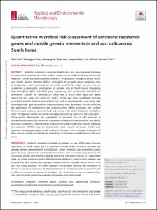 Quantitative microbial risk assessment of antibiotic resistance genes and mobile genetic elements in orchard soils across South Korea