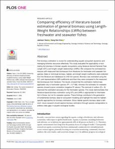 Comparing efficiency of literature-based estimation of general biomass using Length-Weight Relationships (LWRs) between freshwater and seawater fishes