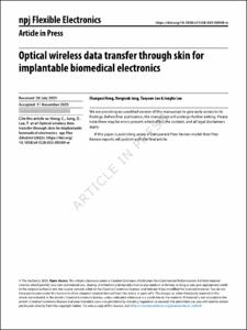 Optical wireless data transfer through skin for implantable biomedical electronics