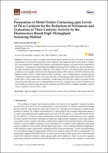 Preparation of metal oxides containing ppm levels of pd as catalysts for the reduction of nitroarene and evaluation of their catalytic activity by the fluorescence-based high-throughput screening method