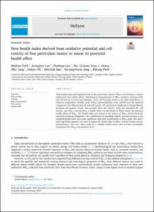 New health index derived from oxidative potential and cell toxicity of fine particulate matter to assess its potential health effect