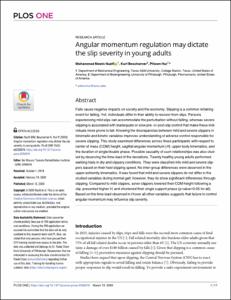 Angular momentum regulation may dictate the slip severity in young adults