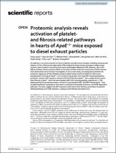 Proteomic analysis reveals activation of platelet- and fibrosis-related pathways in hearts of ApoE −/− mice exposed to diesel exhaust particles