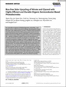 Bias-Free Solar Upcycling of Nitrate and Glycerol with Highly Efficient and Durable Organic Semiconductor-Based Photoelectrodes