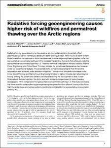 Radiative forcing geoengineering causes higher risk of wildfires and permafrost thawing over the Arctic regions