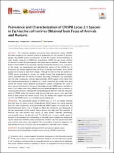 Prevalence and Characterization of CRISPR Locus 2.1 Spacers in Escherichia coli Isolates Obtained from Feces of Animals and Humans