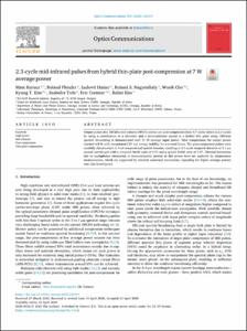 2.3-cycle mid-infrared pulses from hybrid thin-plate post-compression at 7 W average power