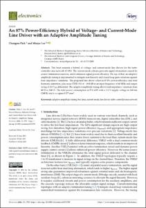 An 87% Power-Efficiency Hybrid of Voltage- and Current-Mode Line Driver with an Adaptive Amplitude Tuning