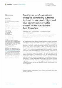 Trophic niche of a neustonic copepod community sustained by local production in high- and low-salinity summer water masses in the northeastern East China Sea
