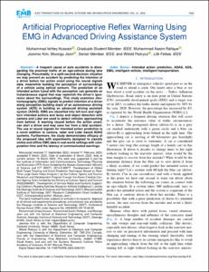 Artificial Proprioceptive Reflex Warning Using EMG in Advanced Driving Assistance System