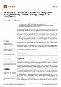 Reinforcement Learning Based Peer-to-Peer Energy Trade Management Using Community Energy Storage in Local Energy Market