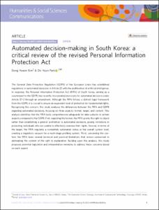 Automated decision-making in South Korea: a critical review of the revised Personal Information Protection Act