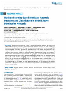 Machine Learning-Based Multiclass Anomaly Detection and Classification in Hybrid Active Distribution Networks