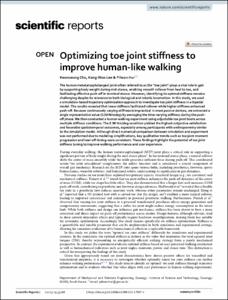 Optimizing toe joint stiffness to improve human-like walking
