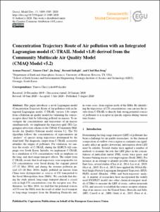 Concentration Trajectory Route of Air pollution with an Integrated Lagrangian model (C-TRAIL Model v1.0) derived from the Community Multiscale Air Quality Model (CMAQ Model v5.2)