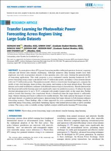 Transfer Learning for Photovoltaic Power Forecasting Across Regions Using Large-Scale Datasets