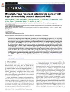 Ultrafast, Fano resonant colorimetric sensor with high chromaticity beyond standard RGB