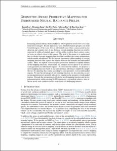 Geometry-Aware Projective Mapping for Unbounded Neural Radiance Fields