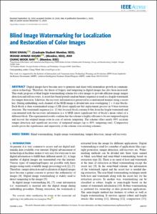 Blind Image Watermarking for Localization and Restoration of Color Images