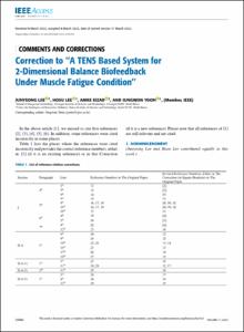 Correction to ‘‘A TENS Based System for 2-Dimensional Balance Biofeedback Under Muscle Fatigue Condition’’ (IEEE Access (2023) 11 (5724-5736) DOI: 10.1109/ACCESS.2023.3234987)