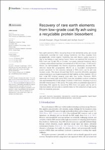 Recovery of rare earth elements from low-grade coal fly ash using a recyclable protein biosorbent