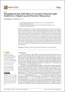 Strengthened spin Hall effect of circularly polarized light enabled by a single-layered dielectric metasurface