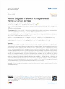 Recent progress in thermal management for flexible/wearable devices