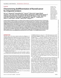 Characterizing dedifferentiation of thyroid cancer by integrated analysis