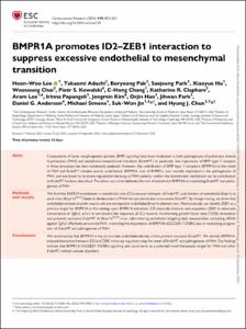 BMPR1A promotes ID2-ZEB1 interaction to suppress excessive endothelial to mesenchymal transition