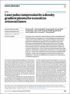 Laser pulse compression by a density gradient plasma for exawatt to zettawatt lasers