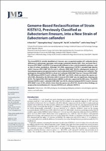 Genome-Based Reclassification of Strain KIST612, Previously Classified as Eubacterium limosum, into a New Strain of Eubacterium callanderi