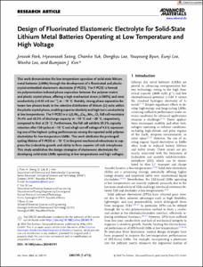 Design of Fluorinated Elastomeric Electrolyte for Solid-State Lithium Metal Batteries Operating at Low Temperature and High Voltage