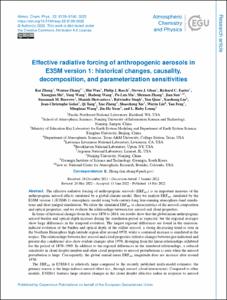 Effective radiative forcing of anthropogenic aerosols in E3SM version 1: historical chanties, causality, decomposition, and parameterization sensitivities