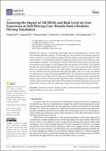 Assessing the Impact of AR HUDs and Risk Level on User Experience in Self-Driving Cars: Results from a Realistic Driving Simulation