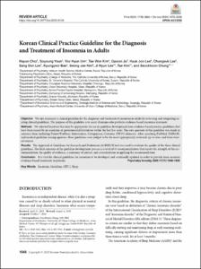 Korean clinical practice guideline for the diagnosis and treatment of insomnia in adults