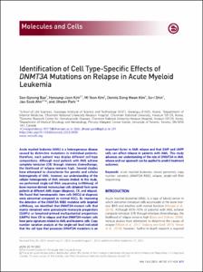 Identification of Cell Type-Specific Effects of DNMT3A Mutations on Relapse in Acute Myeloid Leukemia