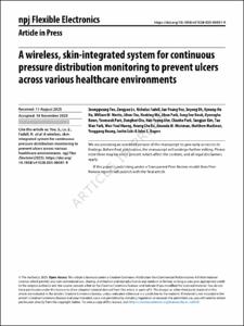 A wireless, skin-integrated system for continuous pressure distribution monitoring to prevent ulcers across various healthcare environments