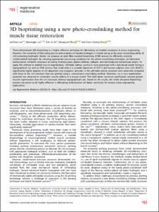 3D bioprinting using a new photo-crosslinking method for muscle tissue restoration