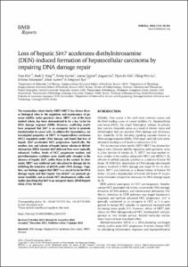 Loss of hepatic Sirt7 accelerates diethylnitrosamine (DEN)-induced formation of hepatocellular carcinoma by impairing DNA damage repair