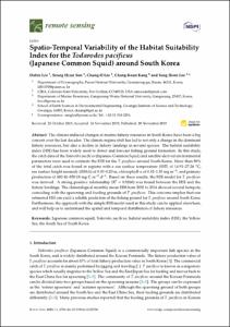 Spatio-temporal variability of the habitat suitability index for the Todarodes pacificus (Japanese Common Squid) around South Korea