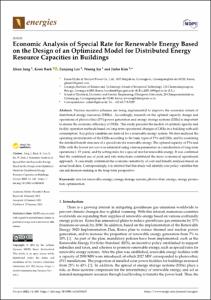 Economic Analysis of Special Rate for Renewable Energy Based on the Design of an Optimized Model for Distributed Energy Resource Capacities in Buildings