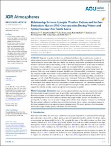 Relationship Between Synoptic Weather Pattern and Surface Particulate Matter (PM) Concentration During Winter and Spring Seasons Over South Korea