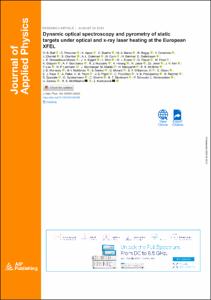 Dynamic optical spectroscopy and pyrometry of static targets under optical and x-ray laser heating at the European XFEL