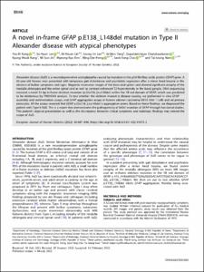 A novel in-frame GFAP p.E138_L148del mutation in Type II Alexander disease with atypical phenotypes