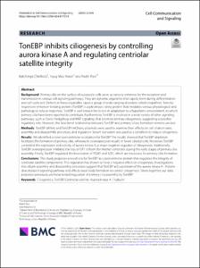 TonEBP inhibits ciliogenesis by controlling aurora kinase A and regulating centriolar satellite integrity
